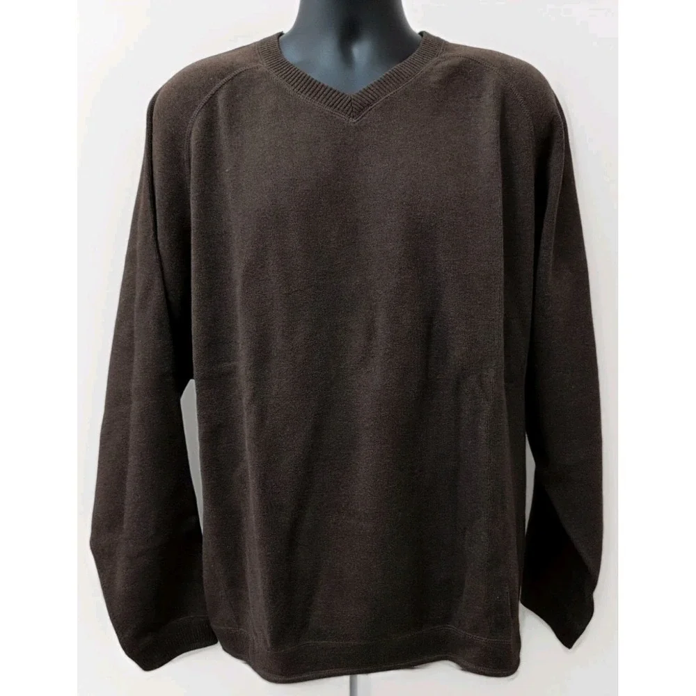 Tommy Bahama On The‎ Flip Side Sweater 100% Cotton Brown Size Large NWT